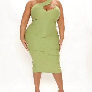 Fashion Nova One-Shoulder Midi Dress